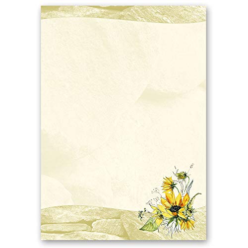 50 Blatt Briefpapier Blumen & Blüten GELBE SONNENBLUMEN - DIN A5 Format - Paper-Media von Paper-Media