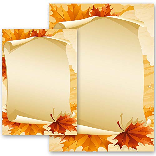 50 Blatt Briefpapier Herbstmotiv HERBSTBLÄTTER - DIN A4 Format | Paper-Media von Paper-Media