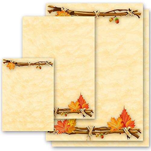 50 Blatt Briefpapier Herbstmotiv HERBSTGOLD Jahreszeiten - Herbst - DIN A4 Format - Paper-Media von Paper-Media