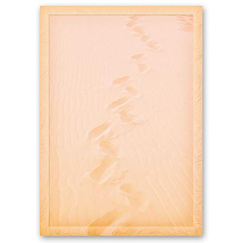 50 Blatt Briefpapier Reisemotiv SPUREN IM SAND - DIN A4 Format | Paper Media von Paper-Media