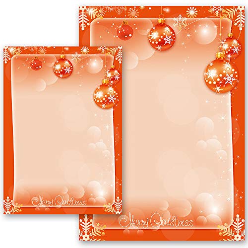 50 Blatt Briefpapier Weihnachtsbriefpapier MERRY CHRISTMAS - DIN A4 Format | Paper-Media von Paper-Media