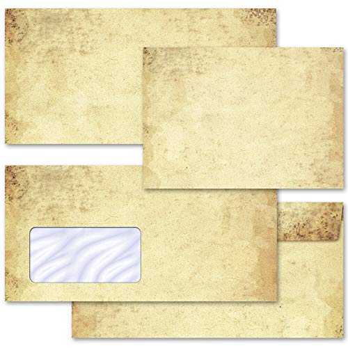 50 Briefumschläge (mit Fenster) ALTES PAPIER Antik & History DIN LANG (220x110 mm) | Paper-Media von Paper-Media