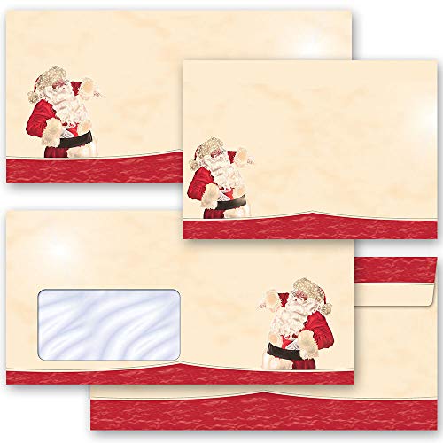 50 Briefumschläge (mit Fenster) WEIHNACHTSMANN Weihnachten DIN LANG (220x110 mm) | Paper-Media von Paper-Media