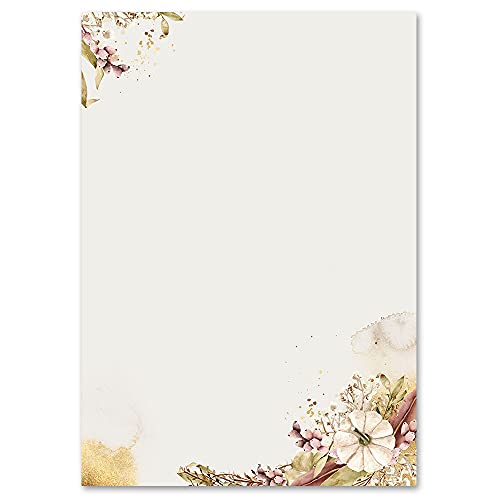 Briefpapier Blumen & Blüten, Jahreszeiten - Herbst Herbstmotiv HERBSTGARTEN - DIN A4 Format 250 Blatt von Paper-Media
