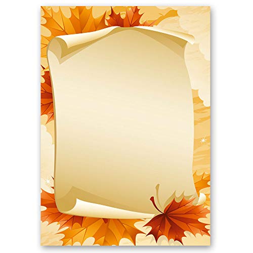 Briefpapier Jahreszeiten - Herbst Herbstmotiv HERBSTBLÄTTER - DIN A4 Format 250 Blatt - Paper-Media von Paper-Media