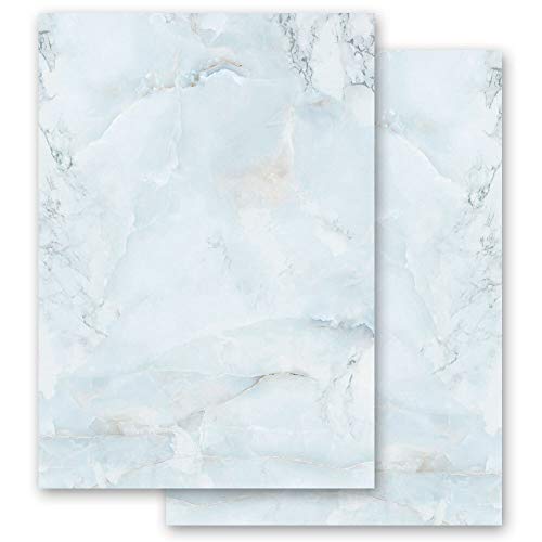 Briefpapier Marmor & Struktur MARMOR HELLBLAU - DIN A4 Format 50 Blatt - Paper-Media von Paper-Media