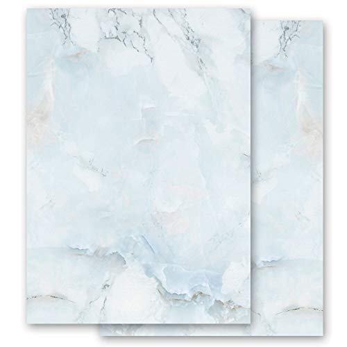 Briefpapier Marmor & Struktur MARMOR HELLBLAU - DIN A6 Format 100 Blatt - Paper-Media von Paper-Media
