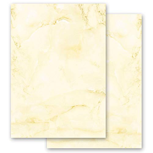 Briefpapier Marmor & Struktur MARMOR HELLGELB - DIN A4 Format 50 Blatt - Paper-Media von Paper-Media