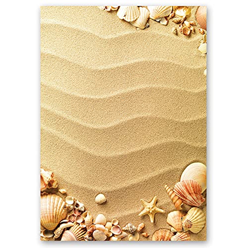 Briefpapier Reisen & Urlaub Reisemotiv MUSCHELN IM SAND - DIN A4 Format 250 Blatt von Paper-Media