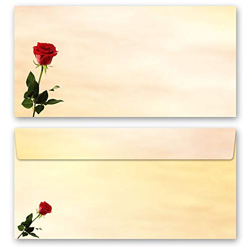 Briefumschläge BACCARA ROSEN Blumen & Blüten, Liebe & Hochzeit 50 Briefumschläge (ohne Fenster) DIN LANG (220x110 mm) von Paper-Media