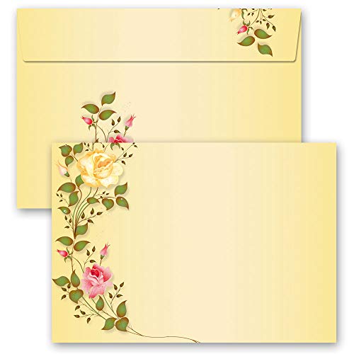 Briefumschläge Blumenmotiv, ROSENRANKEN 10 Briefumschläge DIN C6 (162x114 mm) | Paper-Media von Paper-Media