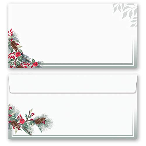 Briefumschläge Jahreszeiten - Winter, WINTERZWEIGE 10 Briefumschläge (ohne Fenster) DIN LANG (220x110 mm) | Paper-Media von Paper-Media