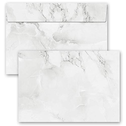 Briefumschläge Marmor & Struktur, MARMOR HELLGRAU 25 Briefumschläge DIN C6 (162x114 mm) | Paper-Media von Paper-Media