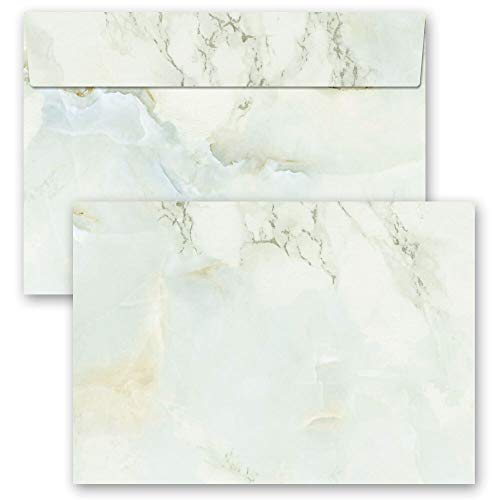 Briefumschläge Marmor & Struktur, MARMOR HELLGRÜN 10 Briefumschläge DIN C6 (162x114 mm) | Paper-Media von Paper-Media