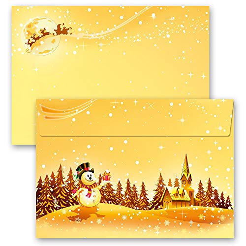 Briefumschläge Weihnachtsmotiv, FESTLICHE WÜNSCHE 10 Briefumschläge DIN C6 (162x114 mm) | Paper-Media von Paper-Media