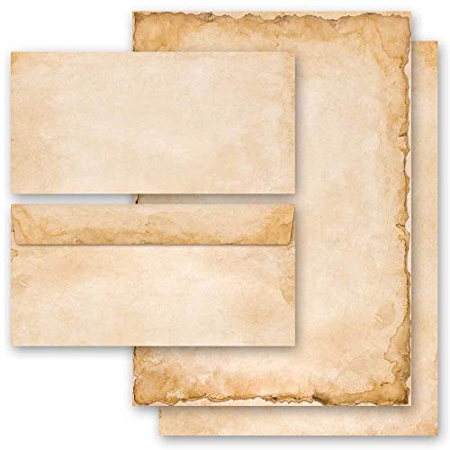 Motivpapier Briefpapier Sets Antik & History, VINTAGE 50 Blatt Briefpapier + 50 passende Briefumschläge DIN LANG ohne Fenster | Paper-Media von Paper-Media