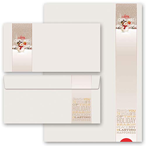 Motivpapier Briefpapier Sets Briefpapier mit Umschlag Weihnachten, HAPPY HOLIDAYS 50 Blatt Briefpapier + 50 passende Briefumschläge DIN LANG ohne Fenster | Paper-Media von Paper-Media