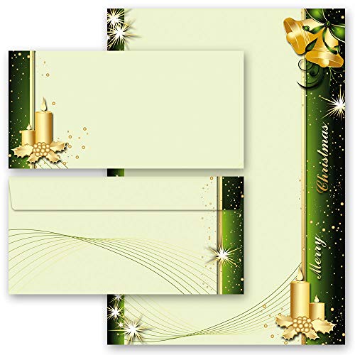 Motivpapier Briefpapier Sets Briefpapier mit Umschlag Weihnachten, WEIHNACHTSSYMBOLE 50 Blatt Briefpapier + 50 passende Briefumschläge DIN LANG ohne Fenster | Paper-Media von Paper-Media