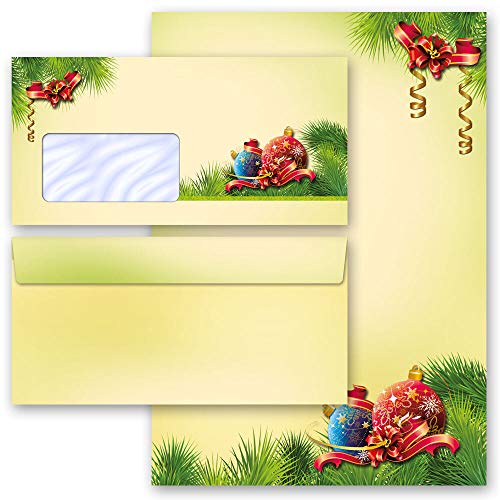 Motivpapier Briefpapier Sets WEIHNACHTSDEKO Weihnachten Weihnachtsmotiv 50 Blatt Briefpapier + 50 passende Briefumschläge DIN LANG mit Fenster | Paper-Media von Paper-Media