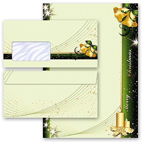 Motivpapier Briefpapier Sets WEIHNACHTSSYMBOLE Weihnachten Briefpapier mit Umschlag 50 Blatt Briefpapier + 50 passende Briefumschläge DIN LANG mit Fenster | Paper-Media von Paper-Media