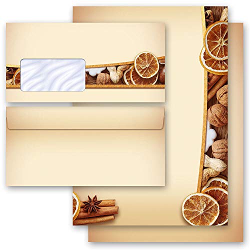 Motivpapier Briefpapier Sets Weihnachten, WEIHNACHTLICHES ALLERLEI 50 Blatt Briefpapier + 50 passende Briefumschläge DIN LANG mit Fenster | Paper-Media von Paper-Media