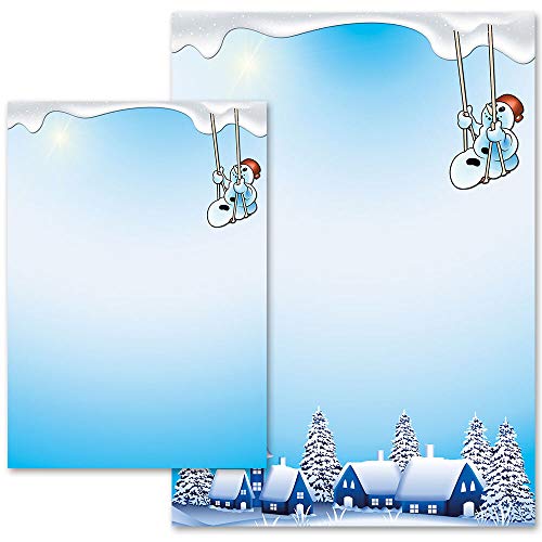 Motivpapier FRÖHLICHER SCHNEEMANN Jahreszeiten - Winter Wintermotiv - DIN A4 Format 100 Blatt - Paper-Media von Paper-Media