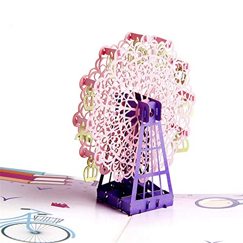 Papier Spiritz Neueste 3D Pop up Grußkarte für Kinder Mother 's Day Birthday Farbe Riesenrad Laser Cut karten mit Umschlag HOCHZEIT JAHRESTAG von Paper Spiritz