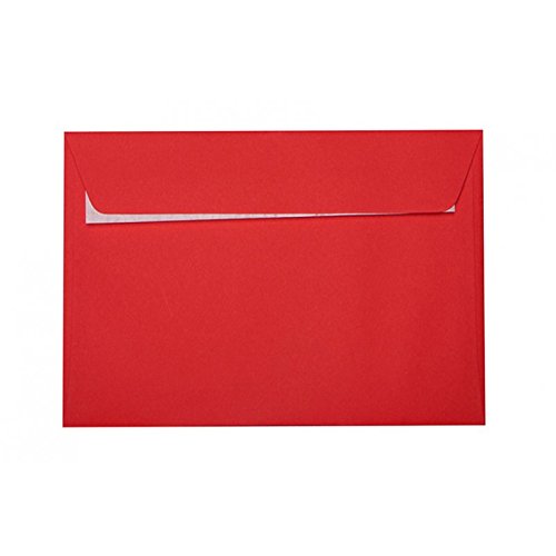 100 Briefumschläge B6 125x176 mm mit Haftstreifen, 120g, Farbe: 10 Rot von Paper24