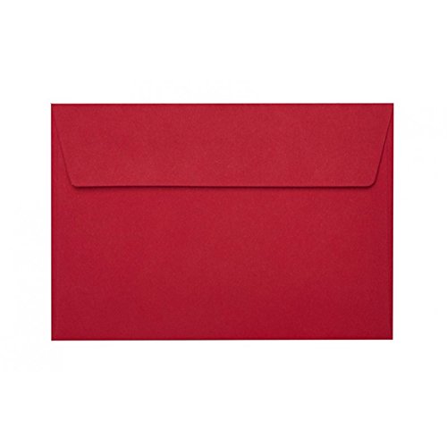 100 Briefumschläge B6 125x176 mm mit Haftstreifen, 120g, Farbe: 11 Weinrot von Paper24