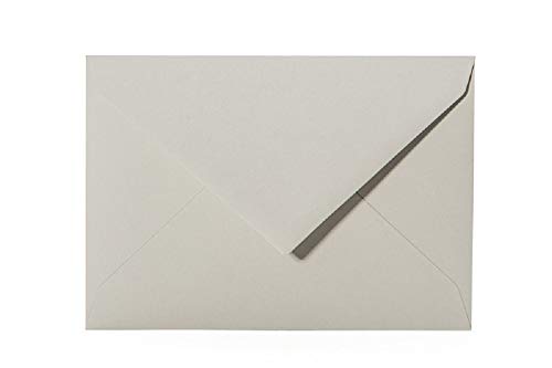 100 Briefumschläge DIN C6 114x162 mm, Umschlag ohne Fenster C6, nassklebend, Briefumschlag C6 für Einladungen, Grußkarten A6, für Hochzeit, Geburtstag in Grau von Paper24