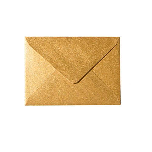 100 Mini Briefumschläge 60 x 90 mm 6 x 9 cm - Gold- 90 g/m² - Dreieckslasche von Paper24