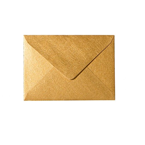 Paper24 100 Mini Briefumschläge 60 x 90 mm 6 x 9 cm - Gold- 90 g/m² - Dreieckslasche von Paper24