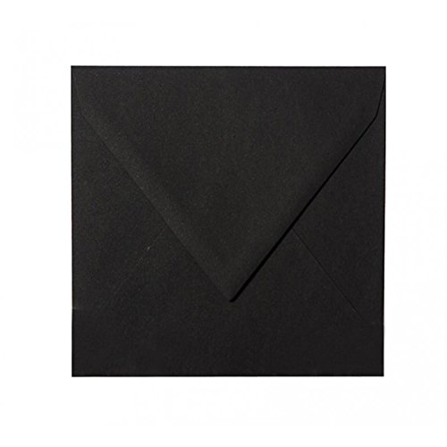 100 Quadratische Briefumschläge Schwarz 125 x 125 mm 12,5 x 12,5 cm,mit Dreieckslasche von Paper24
