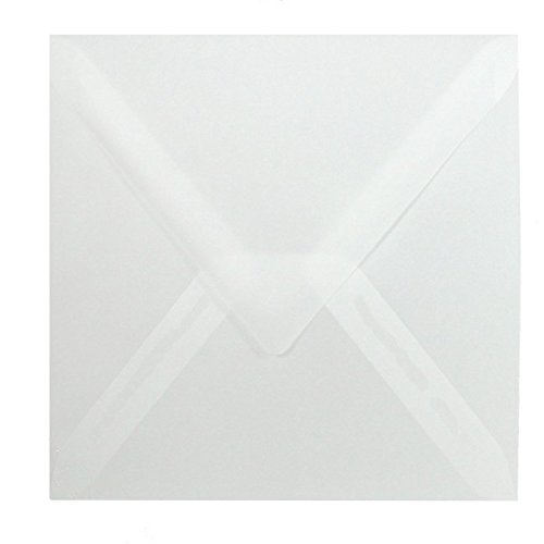 100 Quadratische Briefumschläge - Transparent - 90 g/m² - 125 x 125 mm 12,5 x 12,5 cm - Dreieckslasche feuchtklebend - ohne Fenster von Paper24