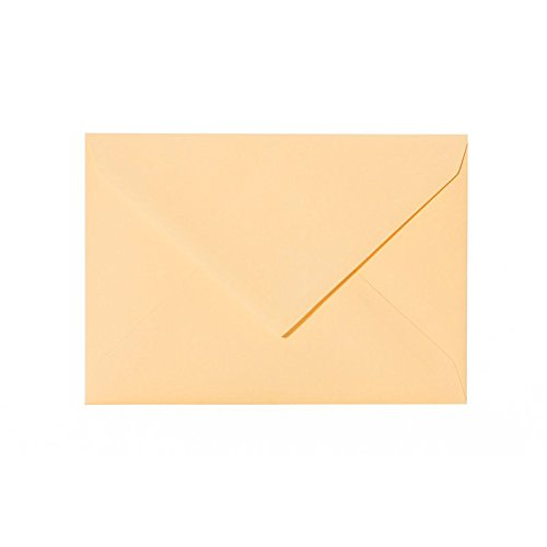 100 hochwertige Briefumschläge C6 114x162 mm mit Spitzlasche, 120g, Farbe: 21 Gold-Gelb von Paper24