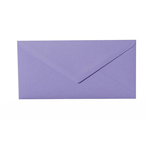 100 hochwertige Briefumschläge mit Dreieckslasche 120gDIN lang (11x22cm), Farbe: 16 lila von Paper24