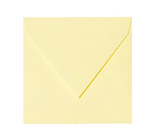 25 Briefumschläge 15x15 cm, Kuvert 150x150 quadratisch, 120 g/m² ohne Fenster feuchtklebend für Hochzeitskarten (05 Hellgelb) von Paper24