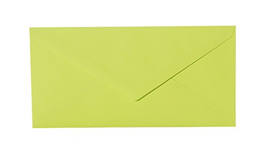 25 Briefumschläge Apfelgrün DIN lang 110x220 mm, 11x22 cm, ohne Fenster, Ideal für Einladungskarten Hochzeit Geburtstag u. ä. von Paper24