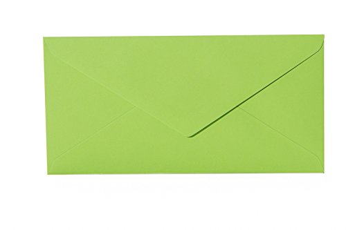 25 Briefumschläge Gasgrün DIN lang 110x220 mm, 11x22 cm, ohne Fenster, Ideal für Einladungskarten Hochzeit Geburtstag u. ä. von Paper24