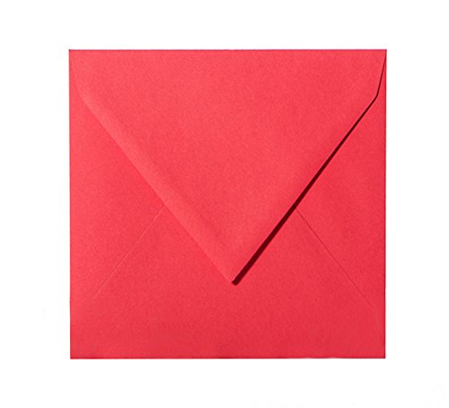 25 Briefumschläge quadratisch 155x155 mm, 120 g/qm, Umschläge 155x155 mm in Rot von Paper24
