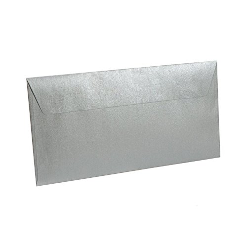 25 Din Lang Briefumschläge (100g) Farbe : Silber Länge 22 x 11 cm 220 x 110 mm, mit Haftstreifen von Paper24