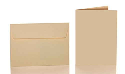Paper24 25 Faltkarten blanko mit Umschlag 120x170 mm, Briefumschläge B6, Doppelkarten mit Umschlag sind ideal für Geburtstag in Gold-Gelb von Paper24