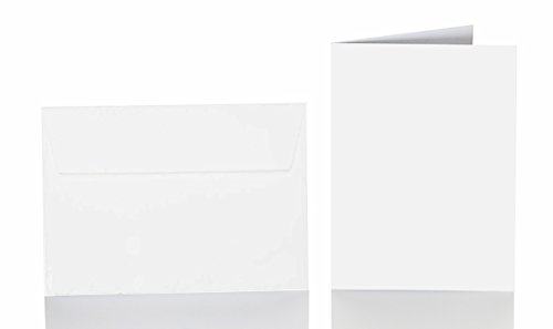 25 Faltkarten blanko mit Umschlag 120x170 mm, Briefumschläge B6, Doppelkarten mit Umschlag sind ideal für Hochzeit, Geburtstag und Grußkarten in Weiß von Paper24