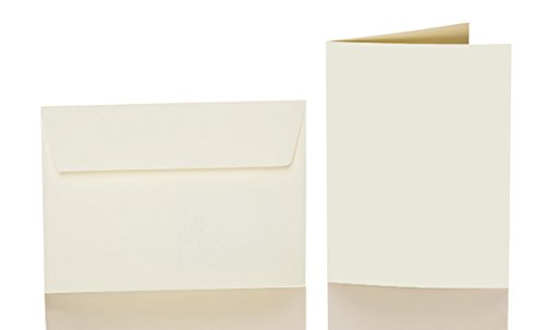 25 Faltkarten blanko mit Umschlag 120x170 mm, Briefumschläge B6, Doppelkarten mit Umschlag sind ideal für Hochzeit, Geburtstag und Grußkarten in Zartcreme von Paper24