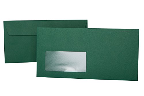 25 Fenster-Umschläge DIN lang Briefumschläge mit Fenster 11x22 cm (110 x 220 mm) Haftklebung, Abziehstreifen 120 g/qm (13 Dunkelgrün) von Paper24