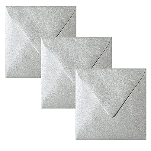 25 Quadratische Briefumschläge (120 g) Silber 150 x 150 mm (15 x 15 cm) von Paper24