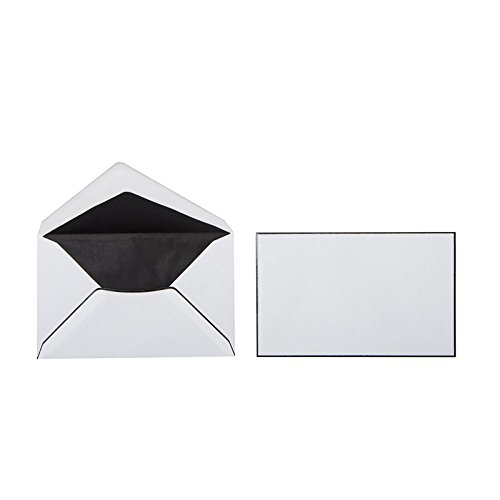 Paper24 25 Trauer Briefumschläge,mit von Hand aufgebrachtem schwarzem Rahmen 120 x 191 mm im exklusiven eleganten Design mit Spitzklappe von Paper24
