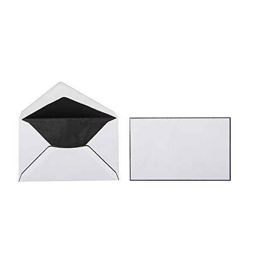 25 Trauer Briefumschläge,mit von Hand aufgebrachtem schwarzem Rahmen 120 x 191 mm im exklusiven eleganten Design mit Spitzklappe von Paper24