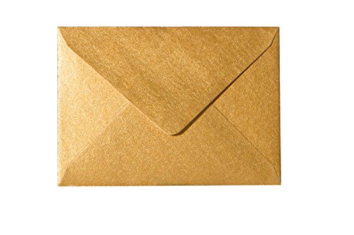 25 Umschläge B6 feuchtklebend 100 g/qm, Briefumschläge 12,5 x 17,5 cm für Hochzeit, Geburtstag, zum Basteln in der Farbe Gold von Paper24