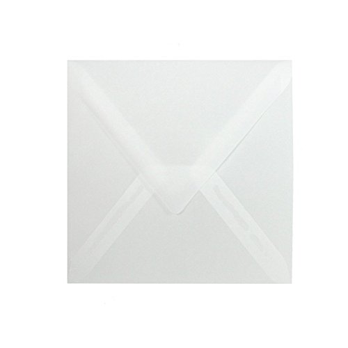 25 quadratische Briefumschläge, Farbe: Transparent, Format: 113 x 113 mm (11,3 x 11,3 cm) mit Dreieckslasche von Paper24